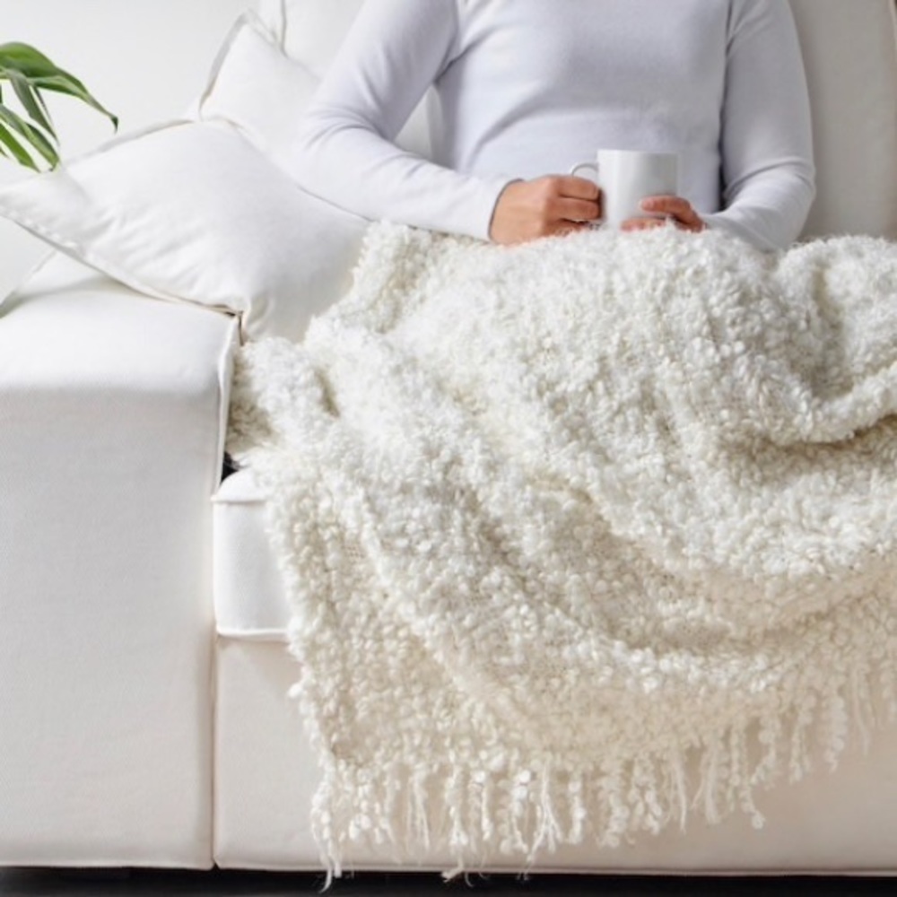 SOLD!! BRAND NEW! BRAND NEW!! Dreamy IKEA White Boucle Throw